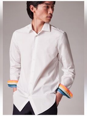 Paul Smith Men's Tailored-Fit White Cotton 'Artist Stripe' Cuffs